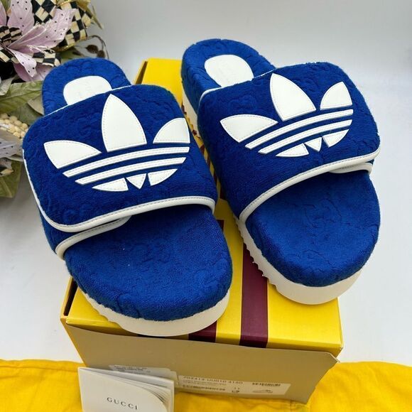 Men’s Gucci, X Adidas, GG monogram sandals size 11 made in Italy - Picture 2 of 8